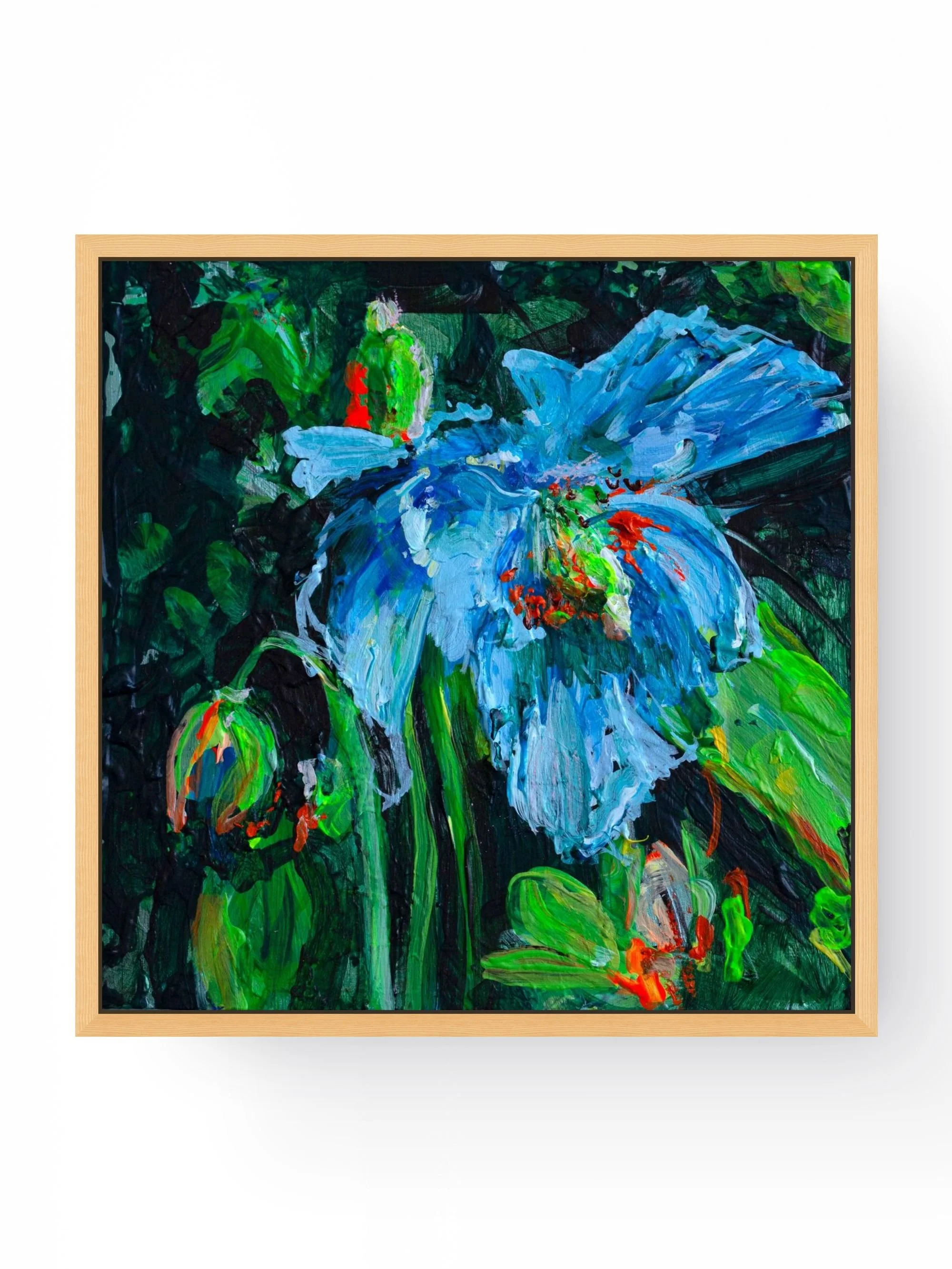 Himalayan Blue Poppy Mini | Original Small Acrylic Painting | Blue